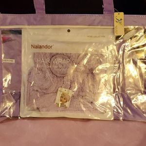 Purple clear tote bag with a free micro hair wrap